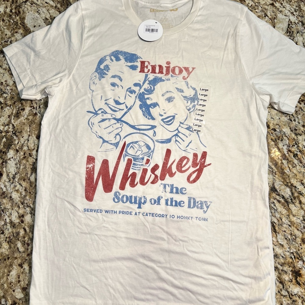 White Graphic Tee - Enjoy Whiskey Design
